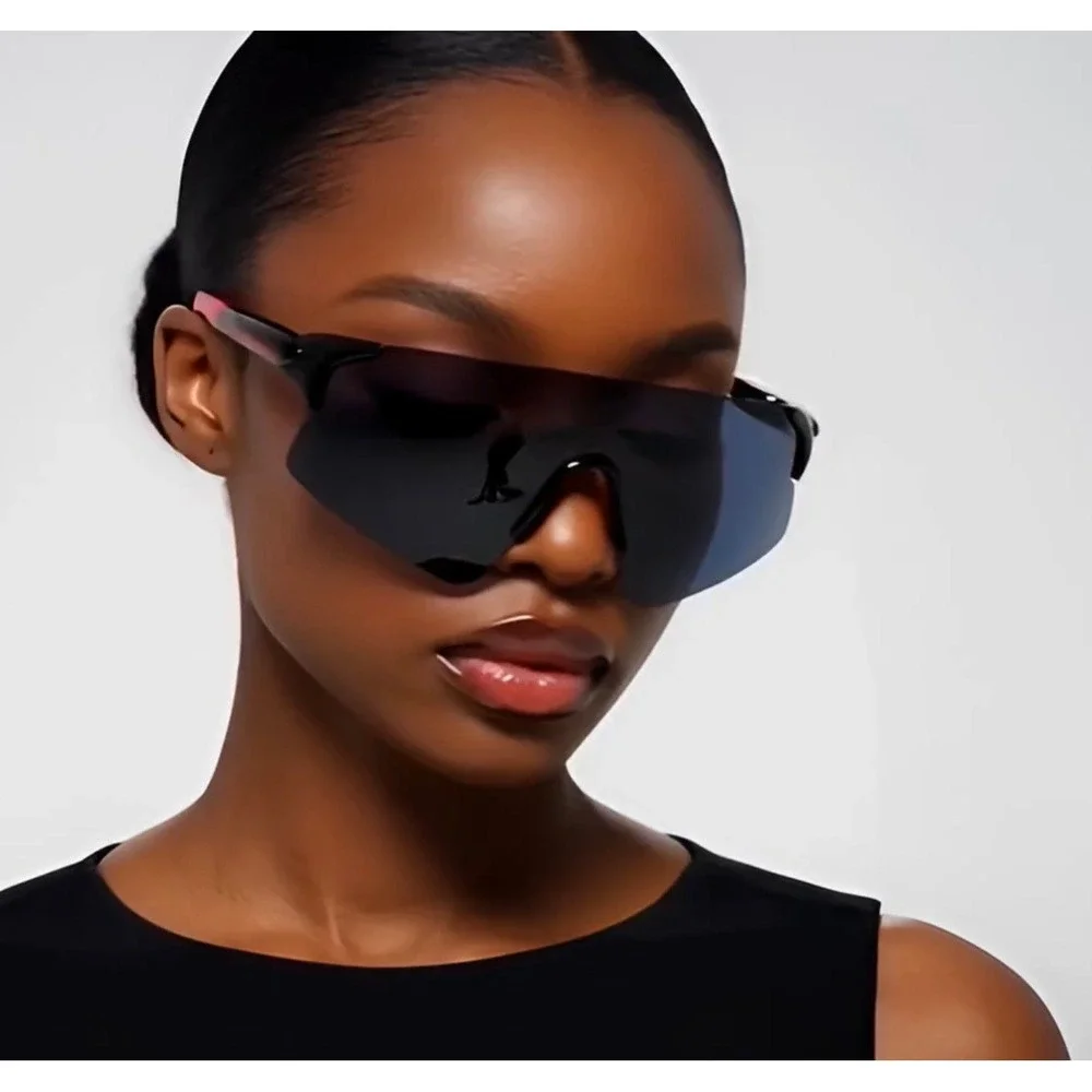 Driving Sport Sunglasses Women Protective Dark Black Lens Cover Face Outdoor New